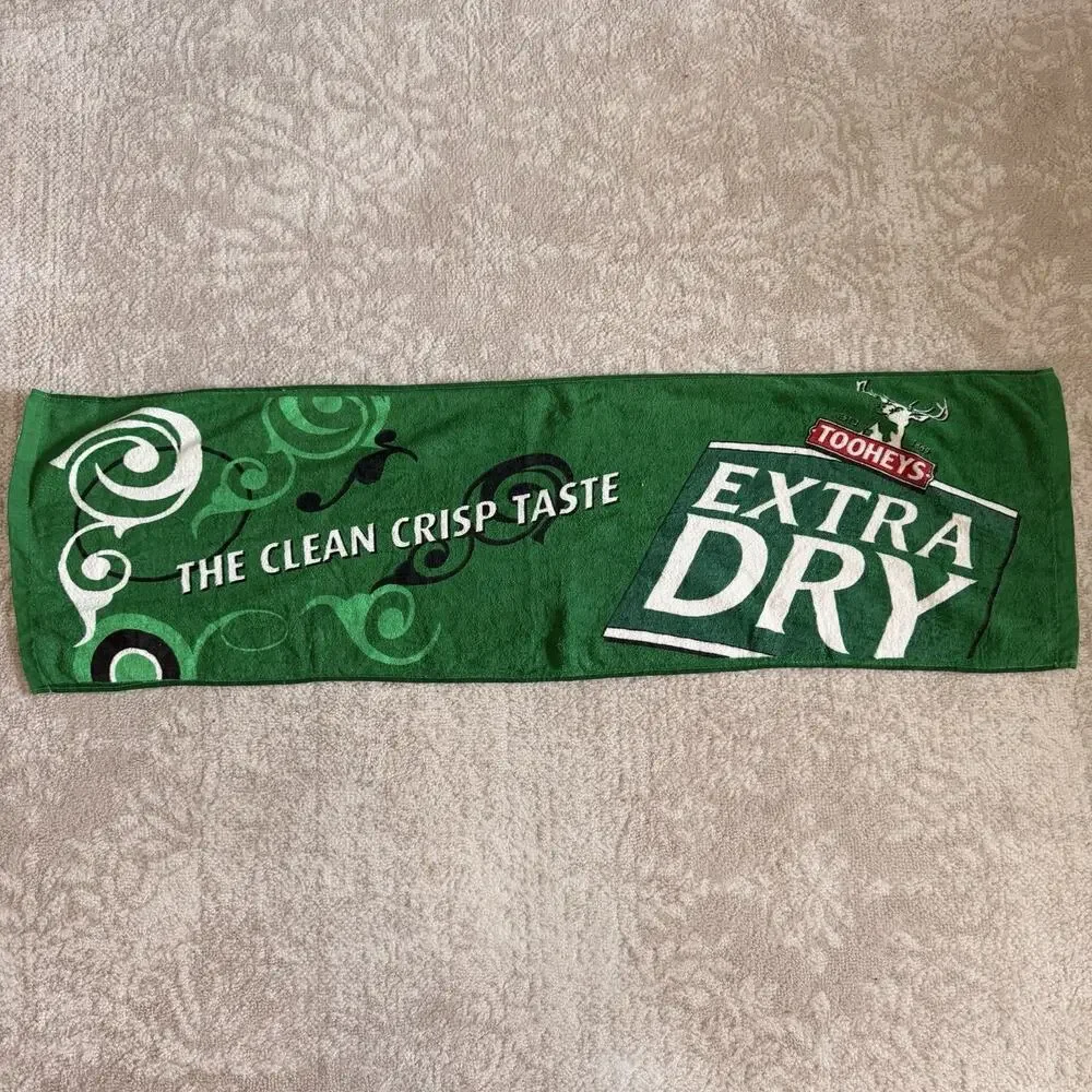Tooheys Extra Dry Bar Towel 37x10 Green Beer Promo Gym Golf Sweat Towel